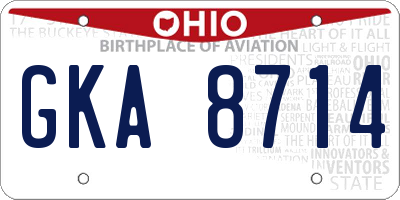 OH license plate GKA8714