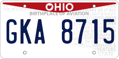 OH license plate GKA8715