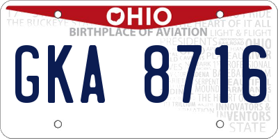OH license plate GKA8716