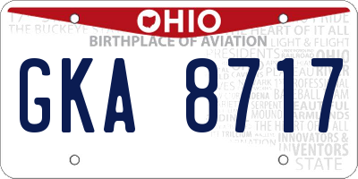 OH license plate GKA8717
