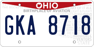 OH license plate GKA8718