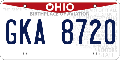 OH license plate GKA8720
