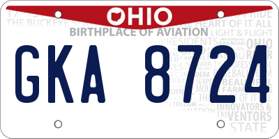 OH license plate GKA8724