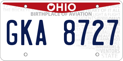 OH license plate GKA8727