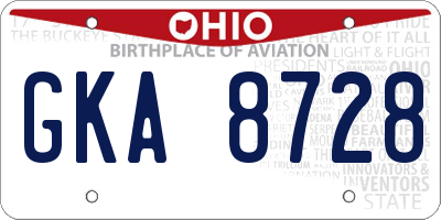 OH license plate GKA8728