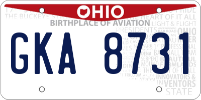 OH license plate GKA8731