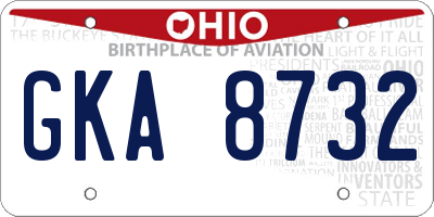 OH license plate GKA8732