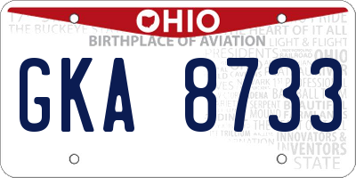 OH license plate GKA8733