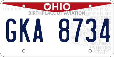 OH license plate GKA8734