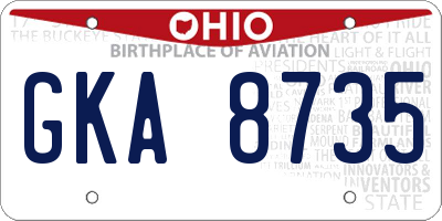 OH license plate GKA8735