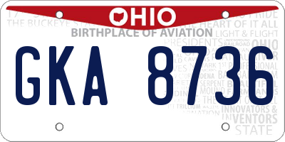 OH license plate GKA8736