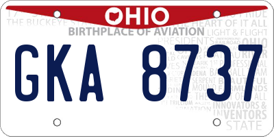 OH license plate GKA8737
