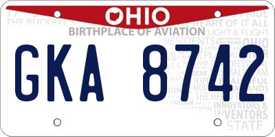 OH license plate GKA8742