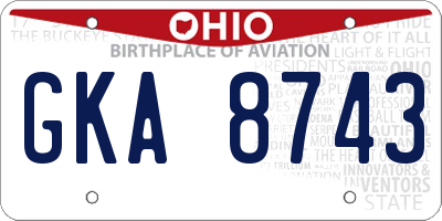 OH license plate GKA8743