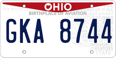 OH license plate GKA8744