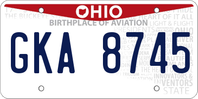 OH license plate GKA8745
