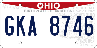 OH license plate GKA8746