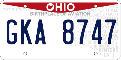 OH license plate GKA8747