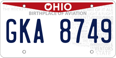 OH license plate GKA8749