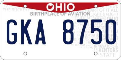 OH license plate GKA8750
