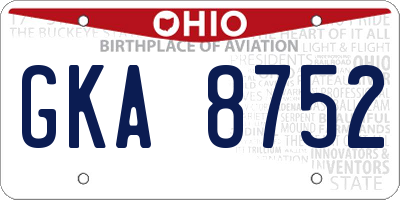 OH license plate GKA8752