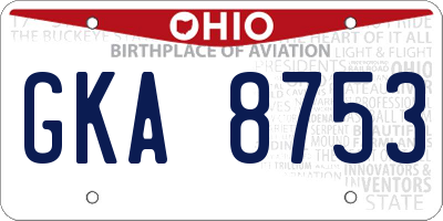 OH license plate GKA8753