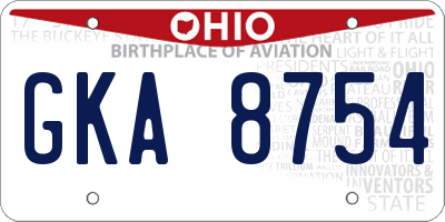 OH license plate GKA8754