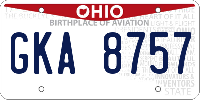OH license plate GKA8757