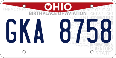 OH license plate GKA8758