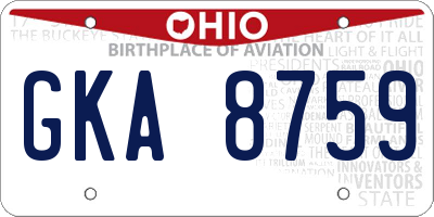 OH license plate GKA8759