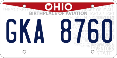OH license plate GKA8760