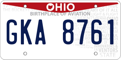 OH license plate GKA8761