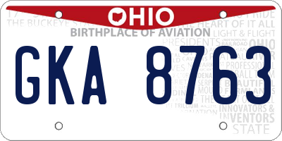 OH license plate GKA8763
