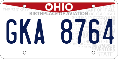 OH license plate GKA8764