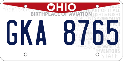 OH license plate GKA8765
