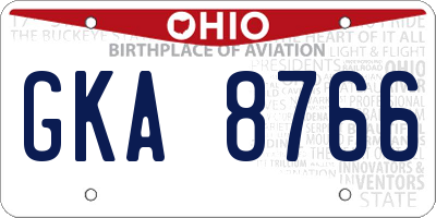 OH license plate GKA8766