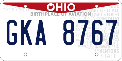 OH license plate GKA8767