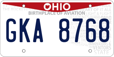 OH license plate GKA8768