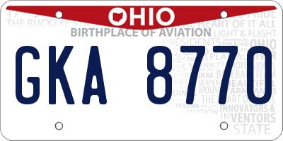 OH license plate GKA8770