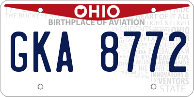 OH license plate GKA8772