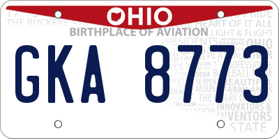 OH license plate GKA8773