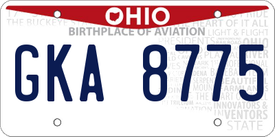 OH license plate GKA8775