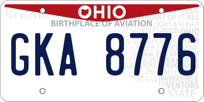 OH license plate GKA8776