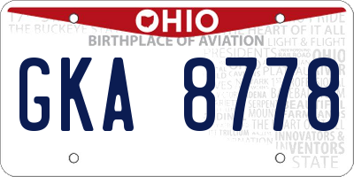 OH license plate GKA8778
