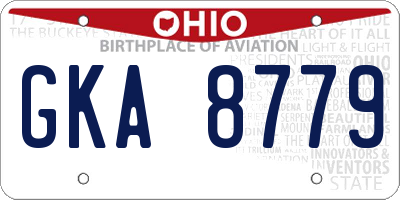 OH license plate GKA8779