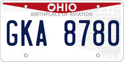 OH license plate GKA8780