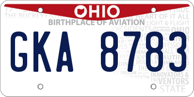 OH license plate GKA8783