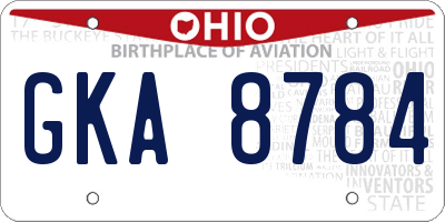 OH license plate GKA8784