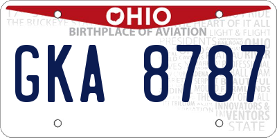 OH license plate GKA8787