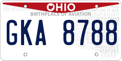OH license plate GKA8788